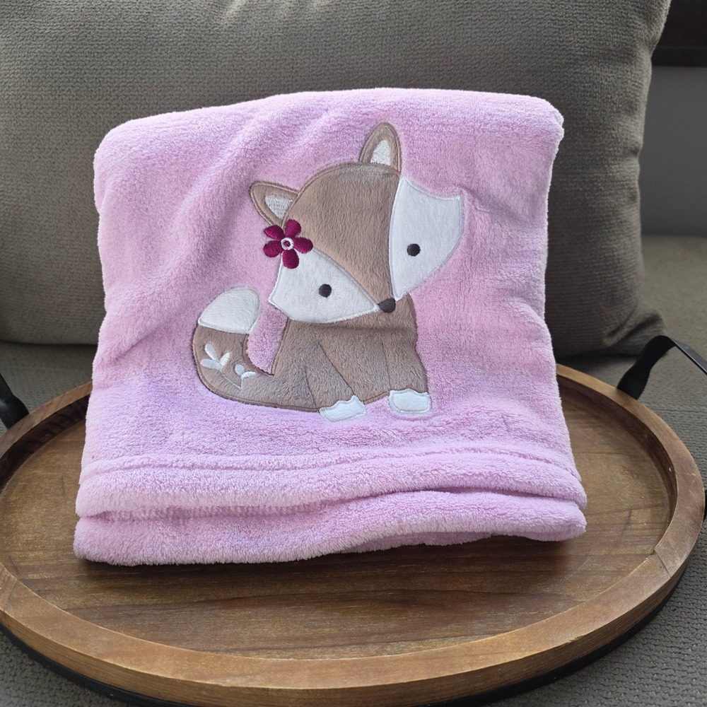 Bedtime originals Lambs & Ivy Pink Plush Fox Baby Blanket Woodland Nursery